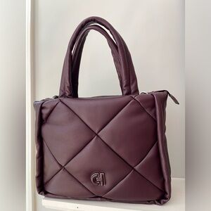 COLE HAAN Women’s Grand Series Quilted Tote Handbag Bloodstone Wine/Burgundy